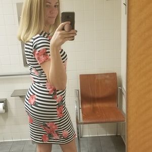 French Connection Dresses - French Connection Striped Floral Mini Dress 6 French Connection Dresses - French Connection Striped Floral Mini Dress 6